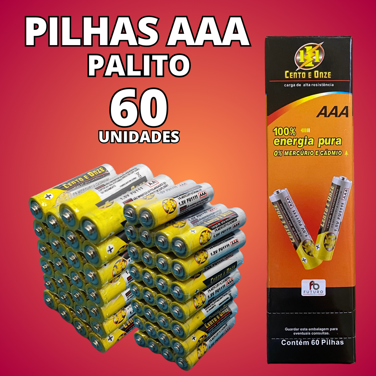 Pilhas Palito AAA Caixa Com 60 Unidades