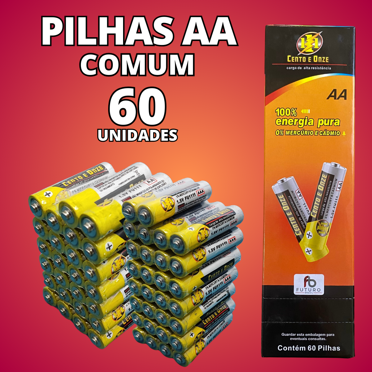 Pilhas Comum AA Caixa Com 60 Unidades